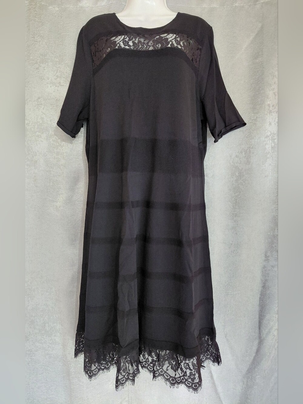 Cato Db Established 1962 Black Lace Trim Shift Church Dres stretch Plus SZ 2X